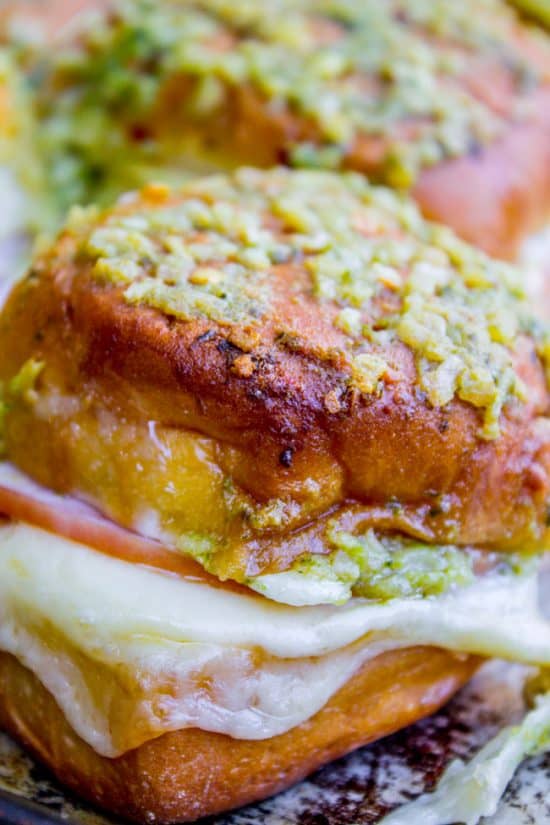Canadian Bacon and Havarti Cheese Sliders with Pesto Glaze The Food