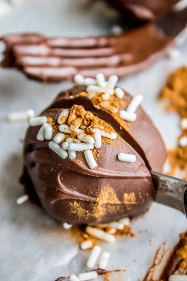 Chocolate Stuffed Snickerdoodle Truffles from The Food Charlatan