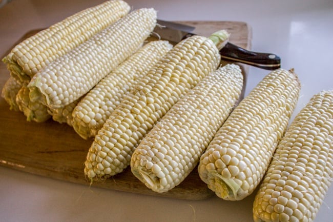 Prepping corn on the cob