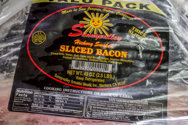 a package of sliced bacon.