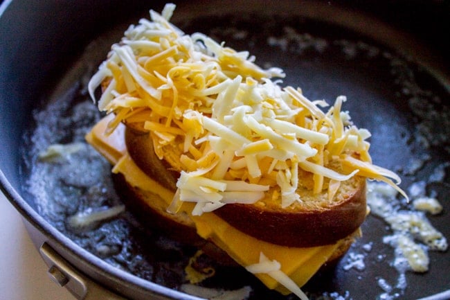 Cheese on outside of bread for grilled sandwich