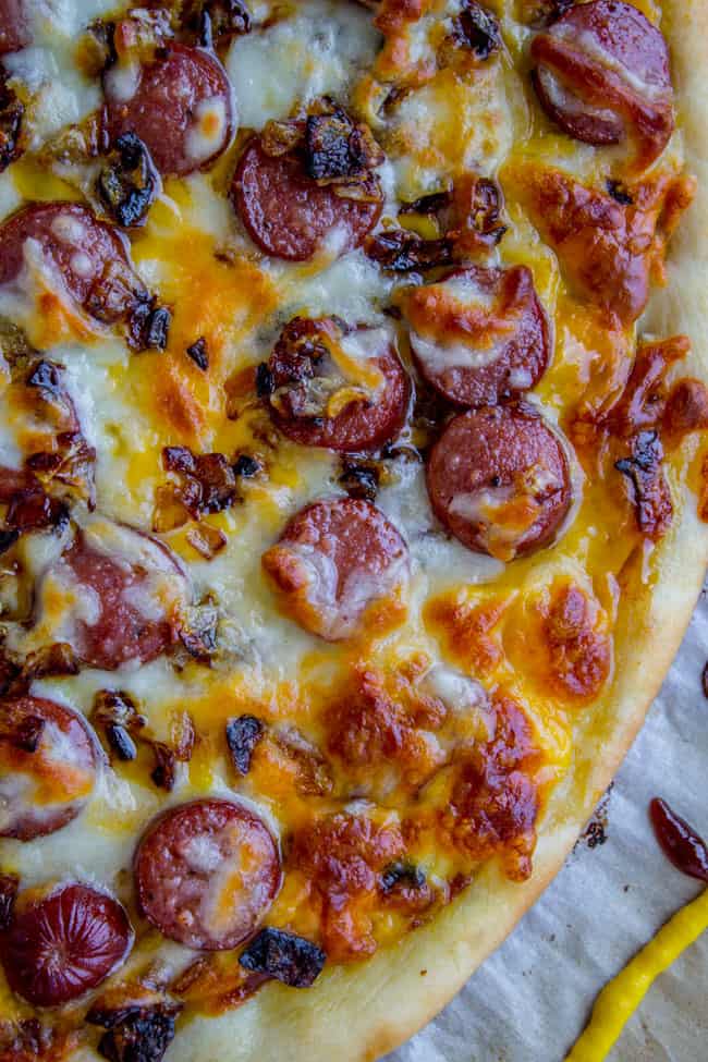 Leftover Hot Dog Pizza with Caramelized Onions from The Food Charlatan