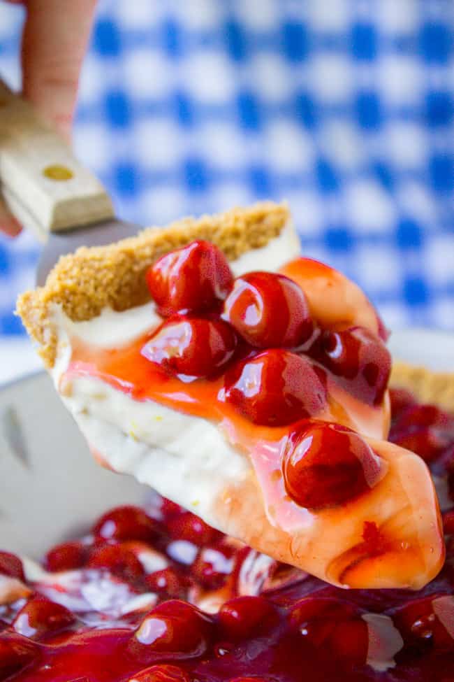 No Bake Cherry Cream Cheese Pie - The Food Charlatan