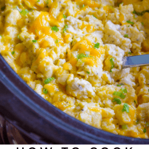 creamy scrambled eggs for a crowd in the crockpot.