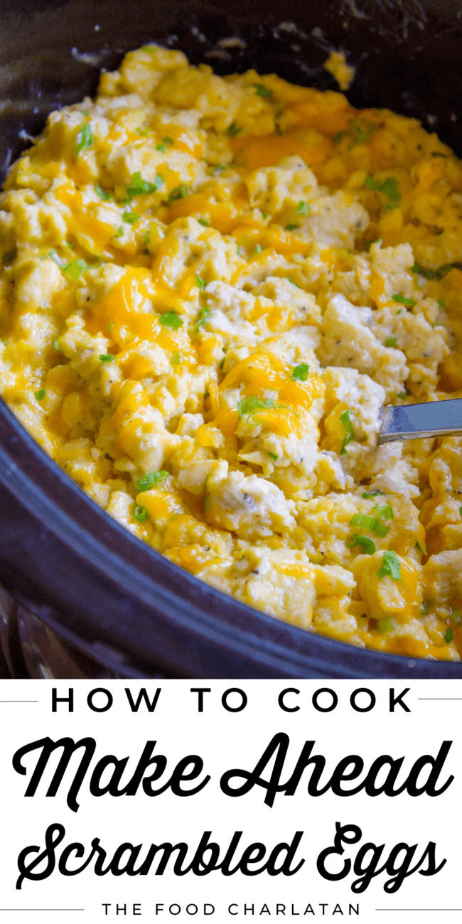 creamy scrambled eggs for a crowd in the crockpot.