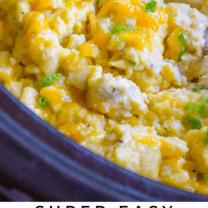 creamy scrambled eggs for a crowd in the crockpot.