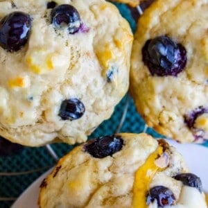 Blueberry Buttermilk Pancake Muffins with Maple Syrup from The Food Charlatan