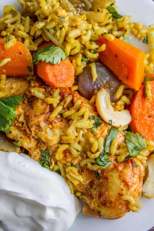 Sheet Pan Curry Chicken and Carrots with Basmati Rice (Biryani) from The Food Charlatan