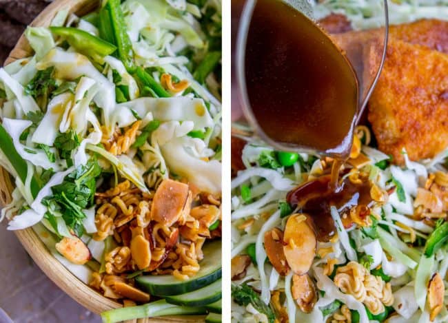 Crunchy Asian Cabbage Salad with Crispy Fish from The Food Charlatan