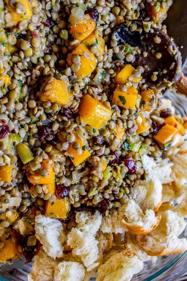 Butternut Squash, Cranberry, and Lentil Stuffing from The Food Charlatan