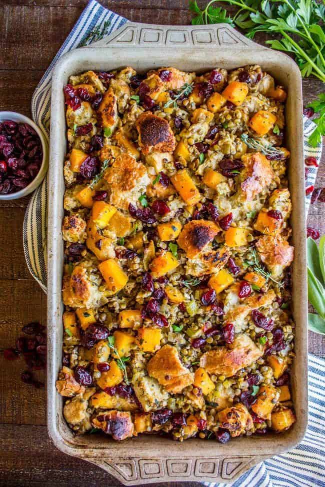 Butternut Squash, Cranberry, and Lentil Stuffing from The Food Charlatan