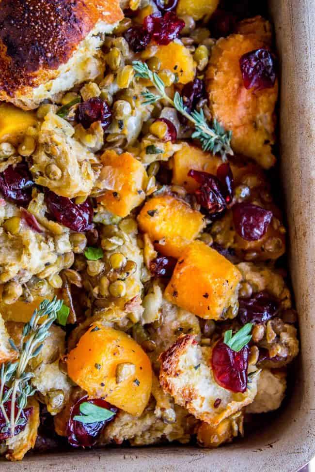 Butternut Squash, Cranberry, and Lentil Stuffing from The Food Charlatan