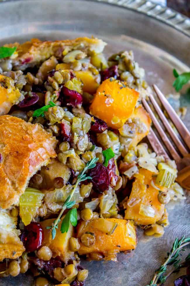 Butternut Squash, Cranberry, and Lentil Stuffing from The Food Charlatan