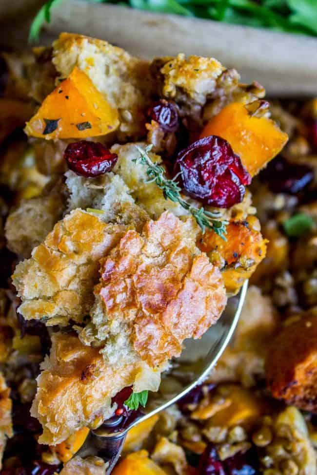 Butternut Squash, Cranberry, and Lentil Stuffing from The Food Charlatan