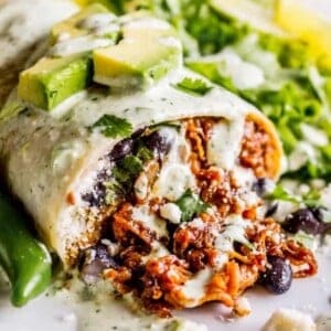 smothered burrito with sweet pulled pork.
