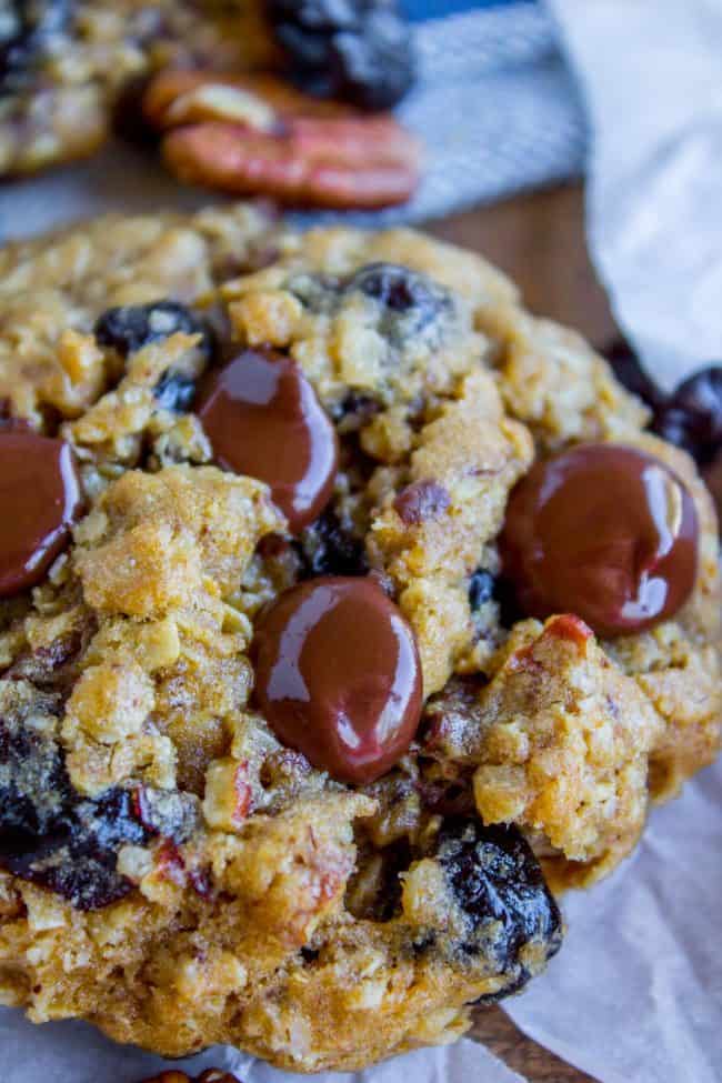 Dark Chocolate Cherry Oatmeal Cookies from The Food Charlatan