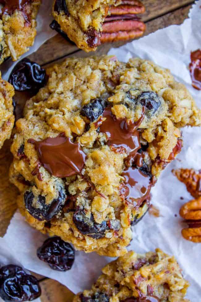 Dark Chocolate Cherry Oatmeal Cookies from The Food Charlatan