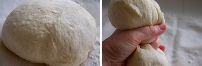 Forming dough after kneading.