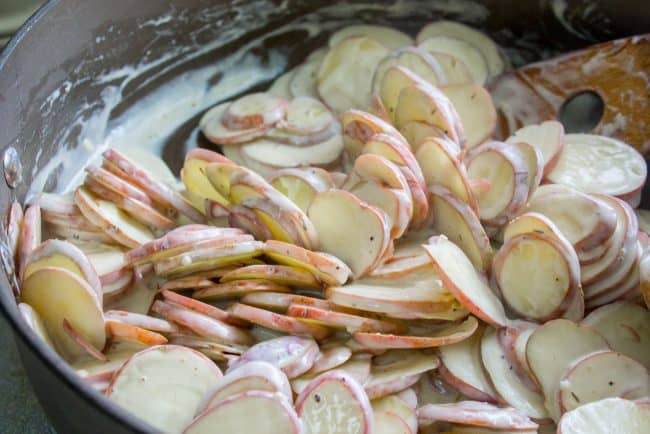 Scalloped potatoes in cream sauce