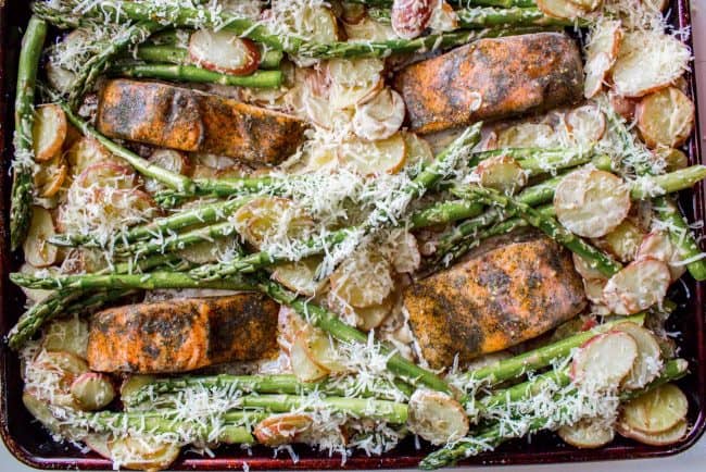 Sheet pan salmon with roasted asparagus and potatoes