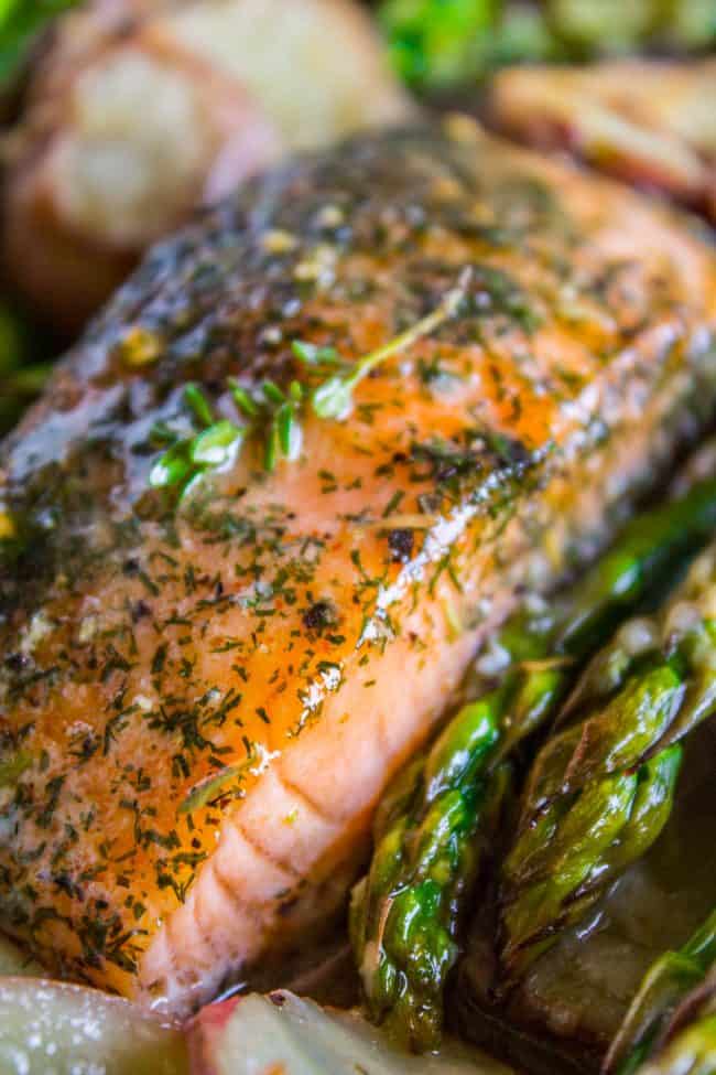 Sheet pan salmon asparagus and potatoes