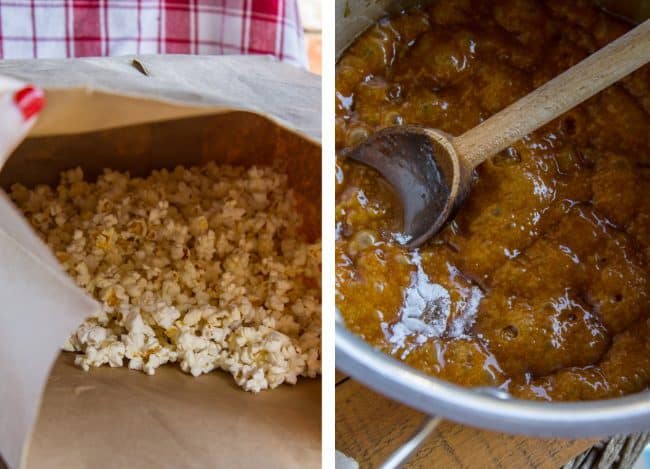 Freshly popped corn & stovetop caramel.