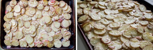 Sheet pan potatoes with cream