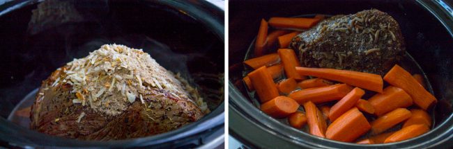 Pot roast with onion soup mix in slow cooker