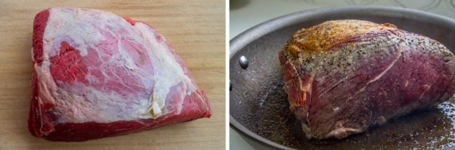 Easy Fall-Apart Pot Roast with Carrots (Slow Cooker) from The Food Charlatan. Super tender, juicy, fall-apart crock pot roast is not as hard as you think! This slow cooker recipe uses a few simple ingredients (one of them is patience) to make the most flavorful pot roast ever! #potroast #slowcooker #crockpot #roast #chuckroast #tender #juicy Chuck roast marbling seared
