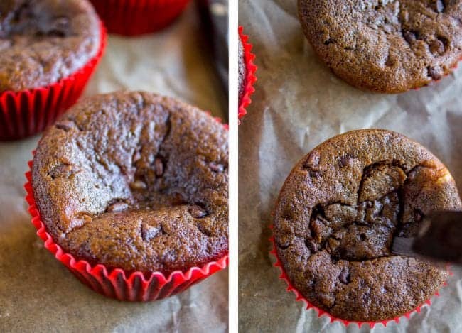 Cutting out hearts in Valentine's Day Cupcakes