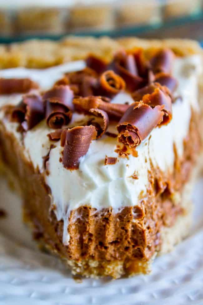 slice of French silk pie with whipped cream