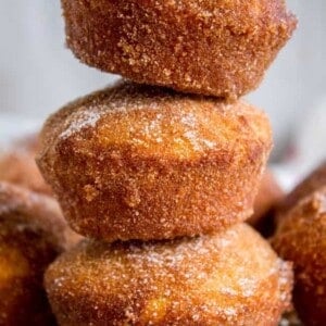 stack of 3 cinnamon muffins