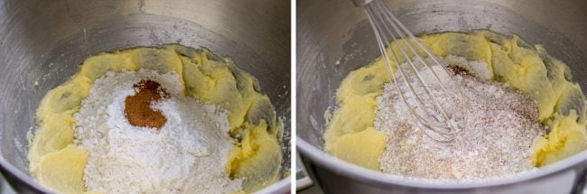 mixing butter and flour in a bowl