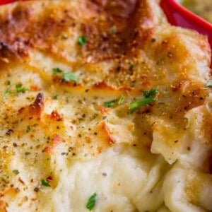 close up of make ahead mashed potatoes.