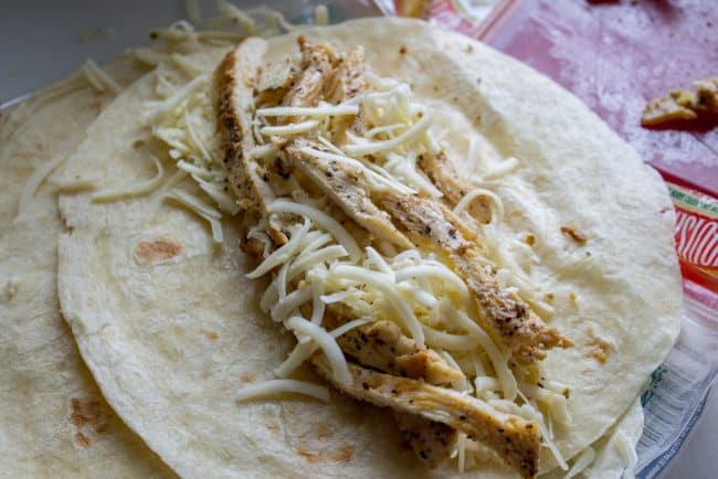 tortilla with chicken and cheese
