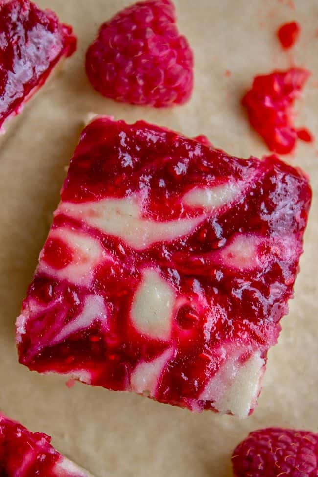 raspberry swirl cheesecake bar.