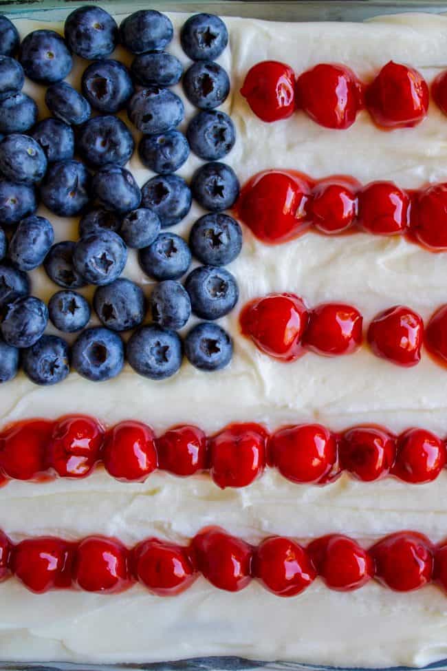 patriotic flag cake with cherries