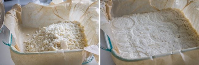 making shortbread crust in an 8x8 pan. 