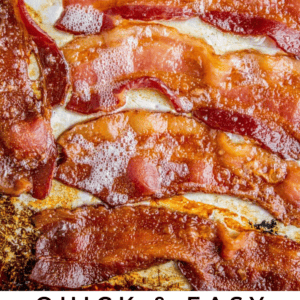 strips of crispy bacon on a baking sheet.