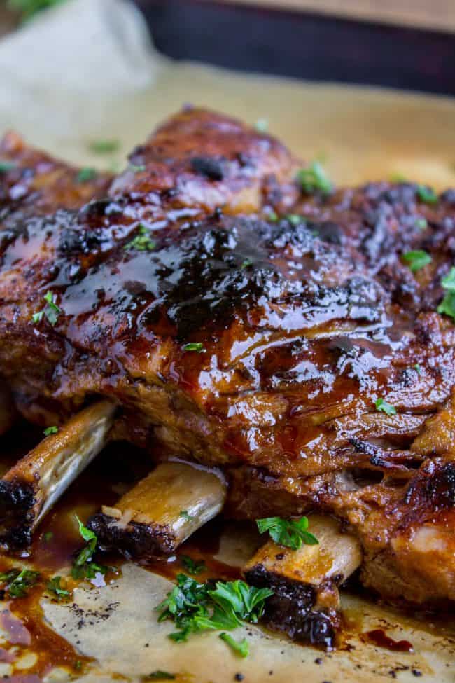 a rack of pork topped with honey balsamic glaze