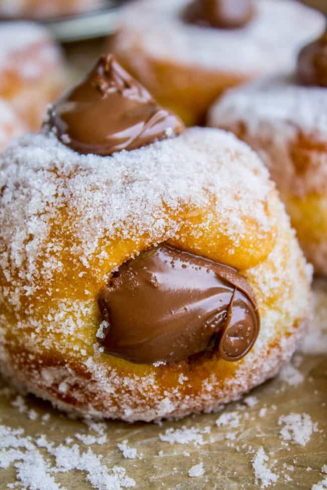 nutella donuts with filling spilling out