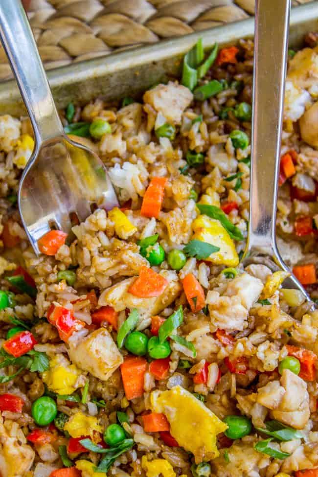 Healthy Oven-Baked Sheet Pan Fried Rice with Chicken