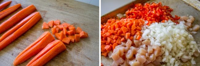 chopped carrots and onion