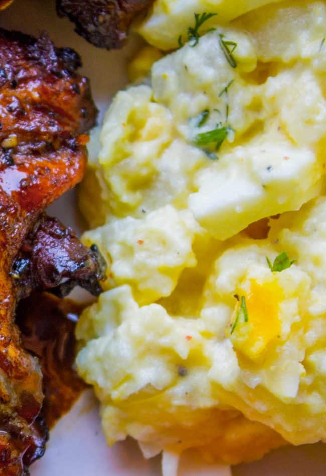 potato salad with ribs.