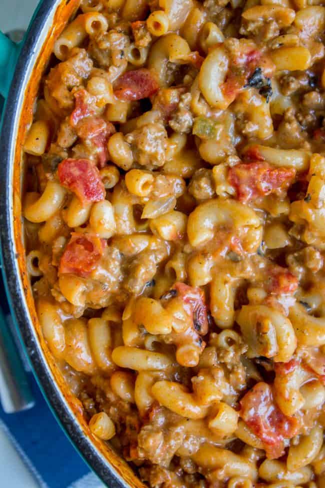 chili mac in a bowl.