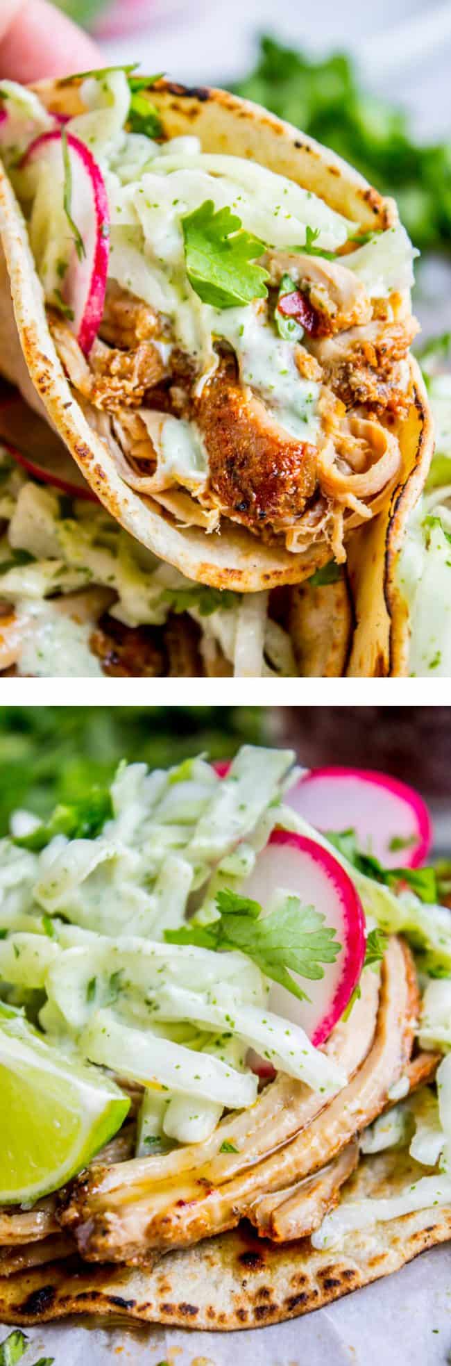 Slow Cooker Pork Tacos with Mexican Coleslaw - The Food Charlatan