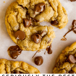 chocolate chip cookies on parchment paper.