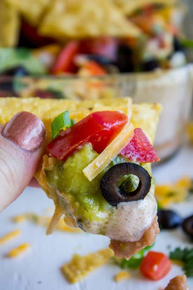 7 layer bean dip on a chip.