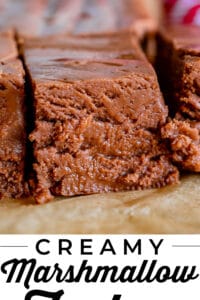 close up of marshmallow fudge on parchment paper