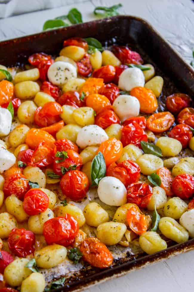 Sheet Pan Gnocchi w/ Cherry Tomatoes and Mozzarella 30 Minute Dinner